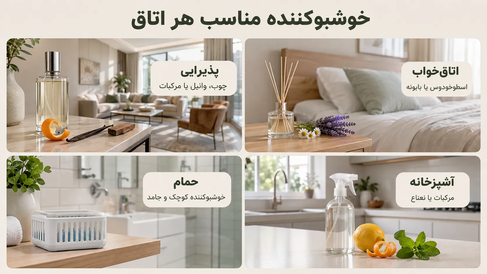 راهنمای انتخاب خوشبو کننده محیط مناسب 4 راهنمای انتخاب خوشبو کننده محیط مناسب