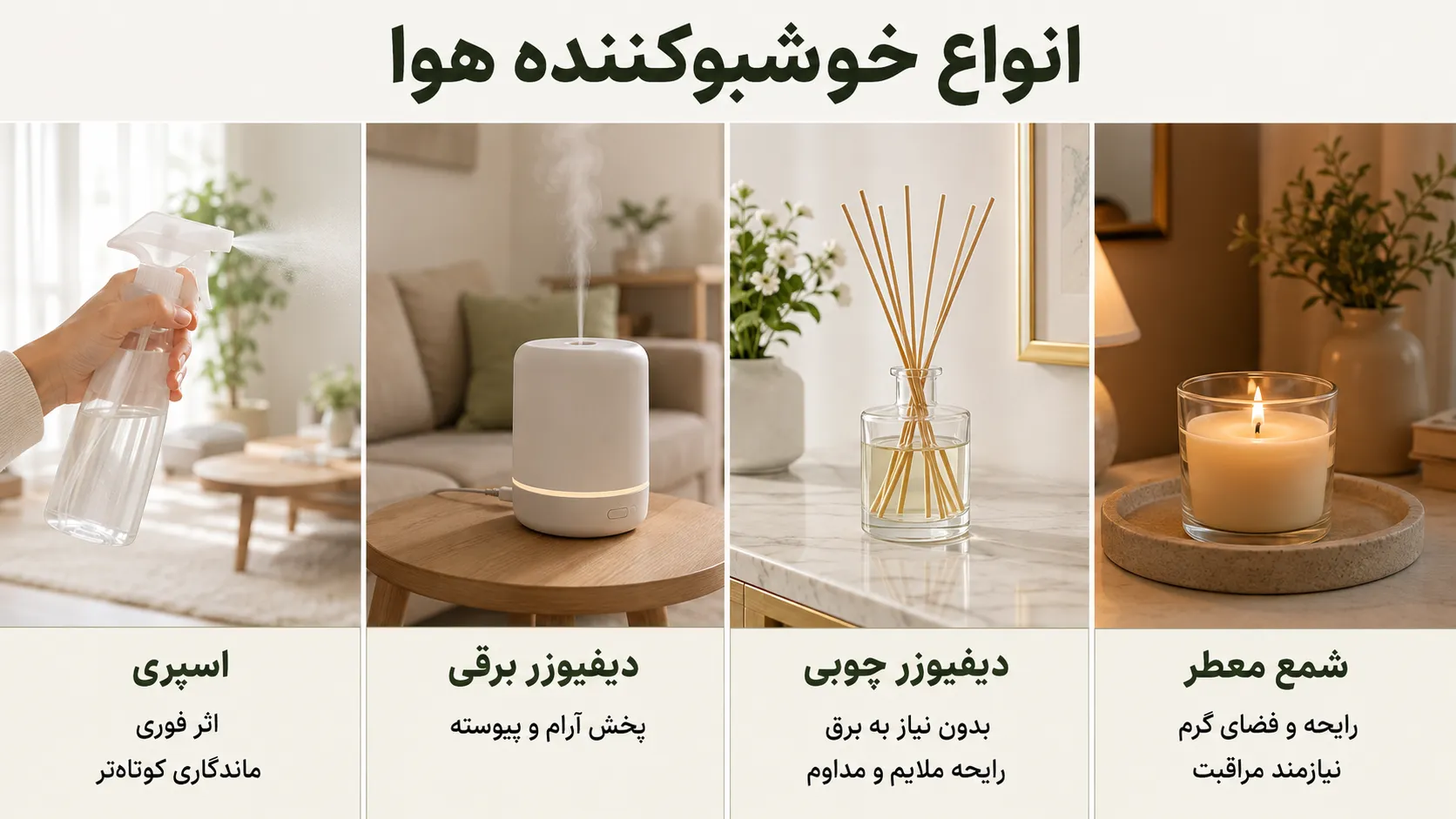 راهنمای انتخاب خوشبو کننده محیط مناسب 2 راهنمای انتخاب خوشبو کننده محیط مناسب