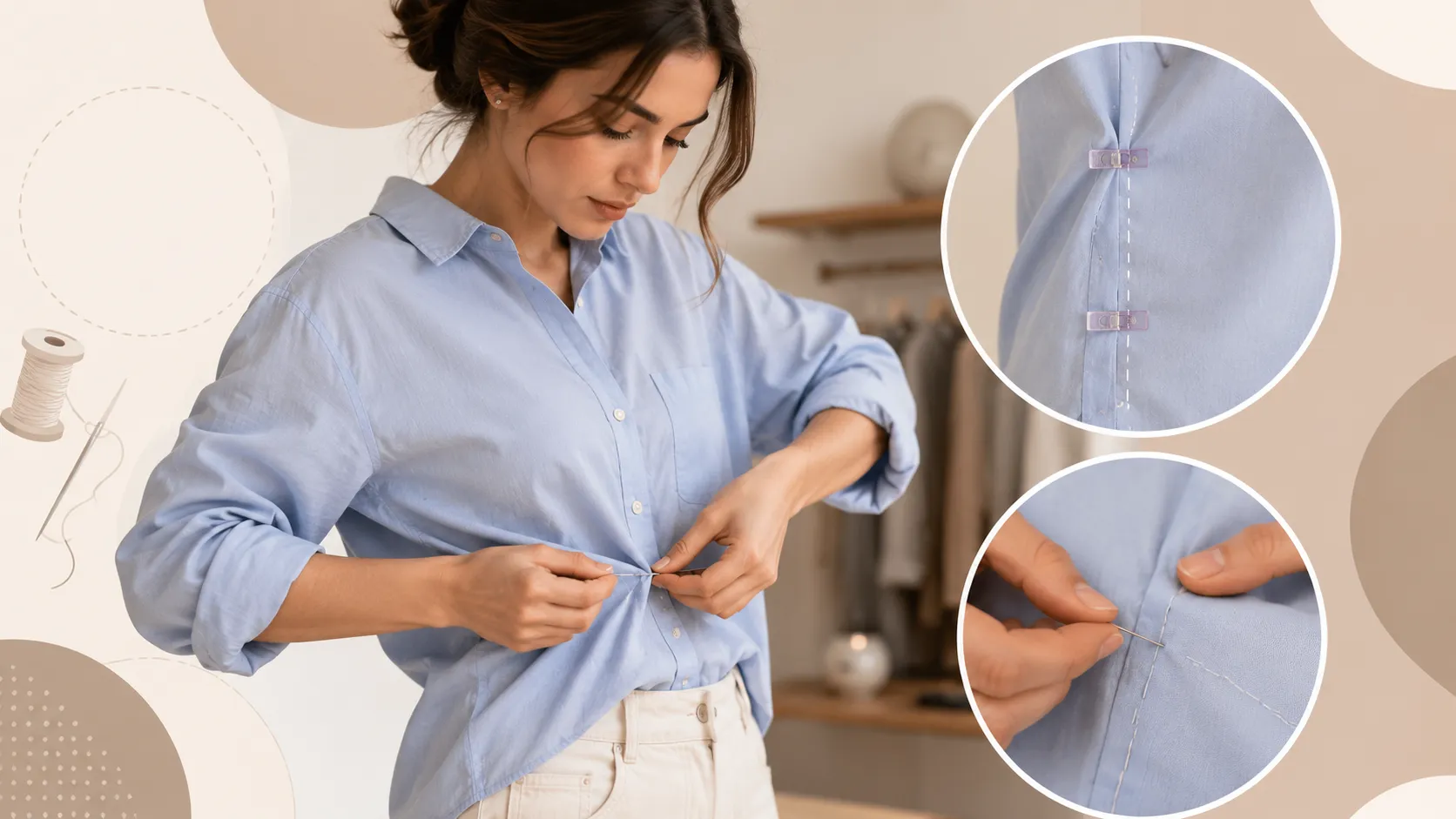 چگونه پیراهن گشاد را بدون خیاطی تنگ کنیم؟ 3 چگونه پیراهن گشاد را بدون خیاطی تنگ کنیم؟ (3)